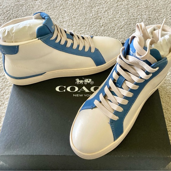 COACH Clip Leather High Top CE512 Women's Lace up Logo Patch Sneaker Shoes 6.5 - Picture 3 of 8